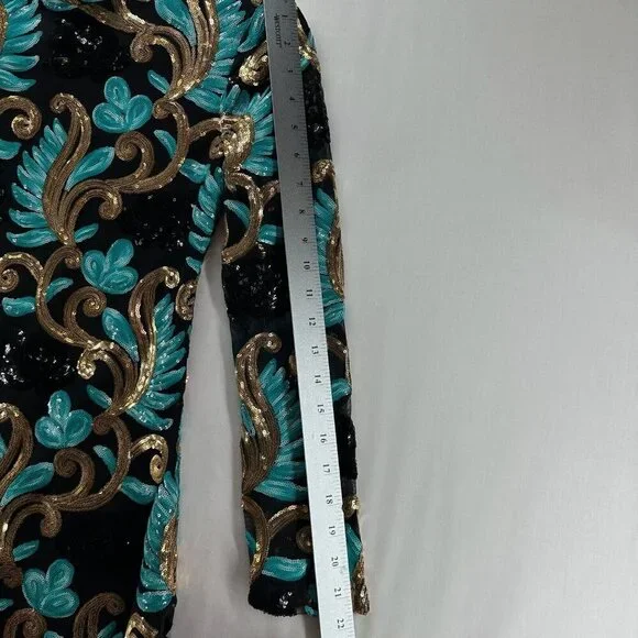 Fashion Nova Dress Size  XS Caprice Sequin Strap Side Bodycon Long Sleeve Black - Picture 11 of 12